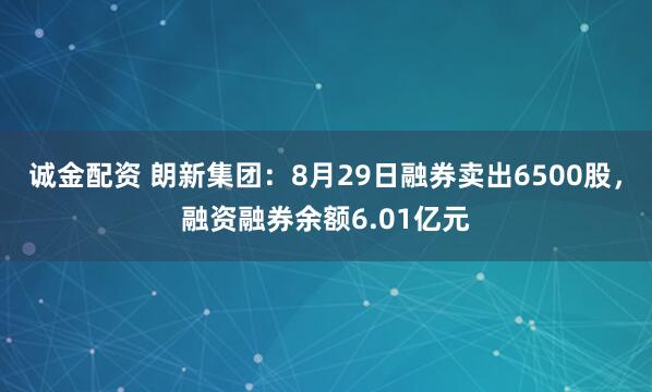 诚金配资 朗新集团：8月29日融券卖出6500股，融资融券余额6.01亿元